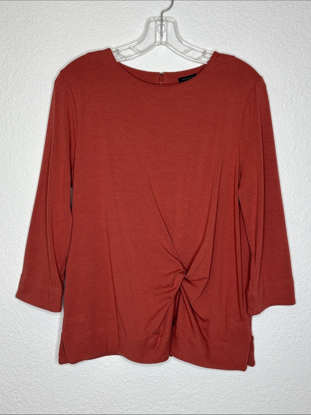 Ann Taylor Twist-Front Long Sleeve Top Rust